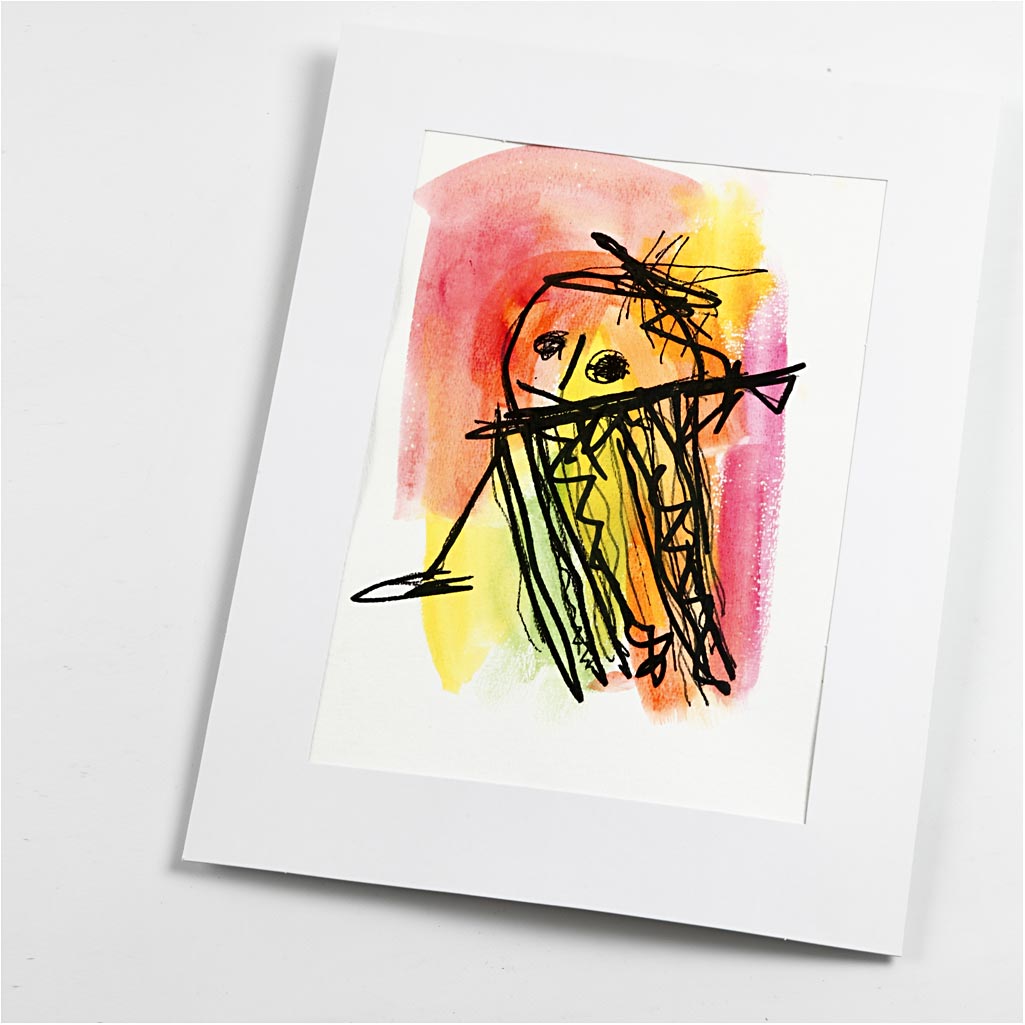 Passepartout- og kartonrammer – Passepartoutrammer , A3,A4,A5,A6, str. 13,4x18,9+19,7x27,9+28,3x36,6+39,5x49,6 cm, 500 g, hvid, 4x100 stk./ 1 pk.
