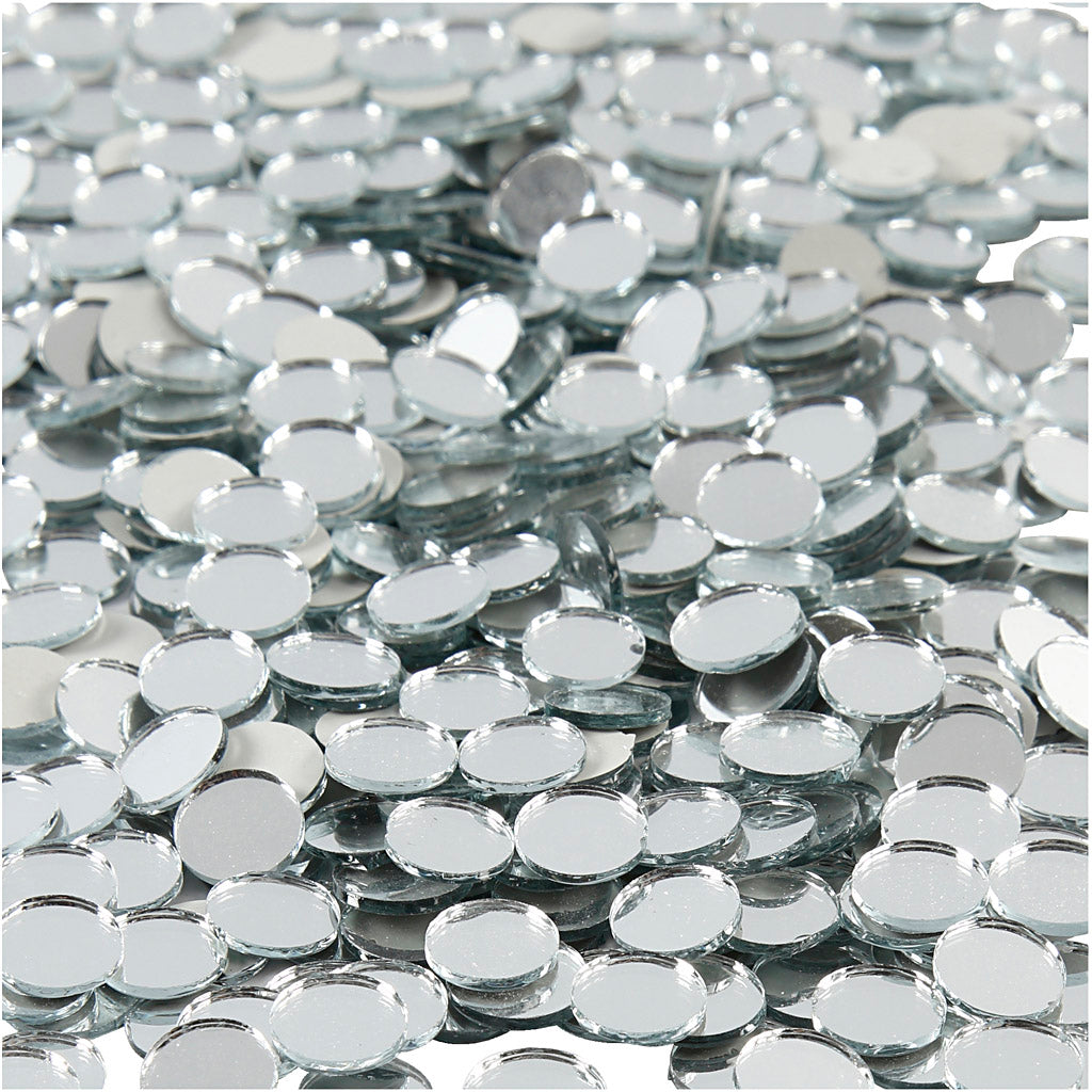 Småpynt – Spejlmosaik, rund, diam. 10 mm, tykkelse 2 mm, 500 stk./ 1 pk.