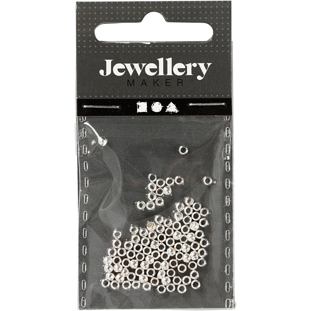 Kul · sort, grå og sølv – Wireklemmer, diam. 2,5 mm, sølv, 100 stk./ 1 pk.