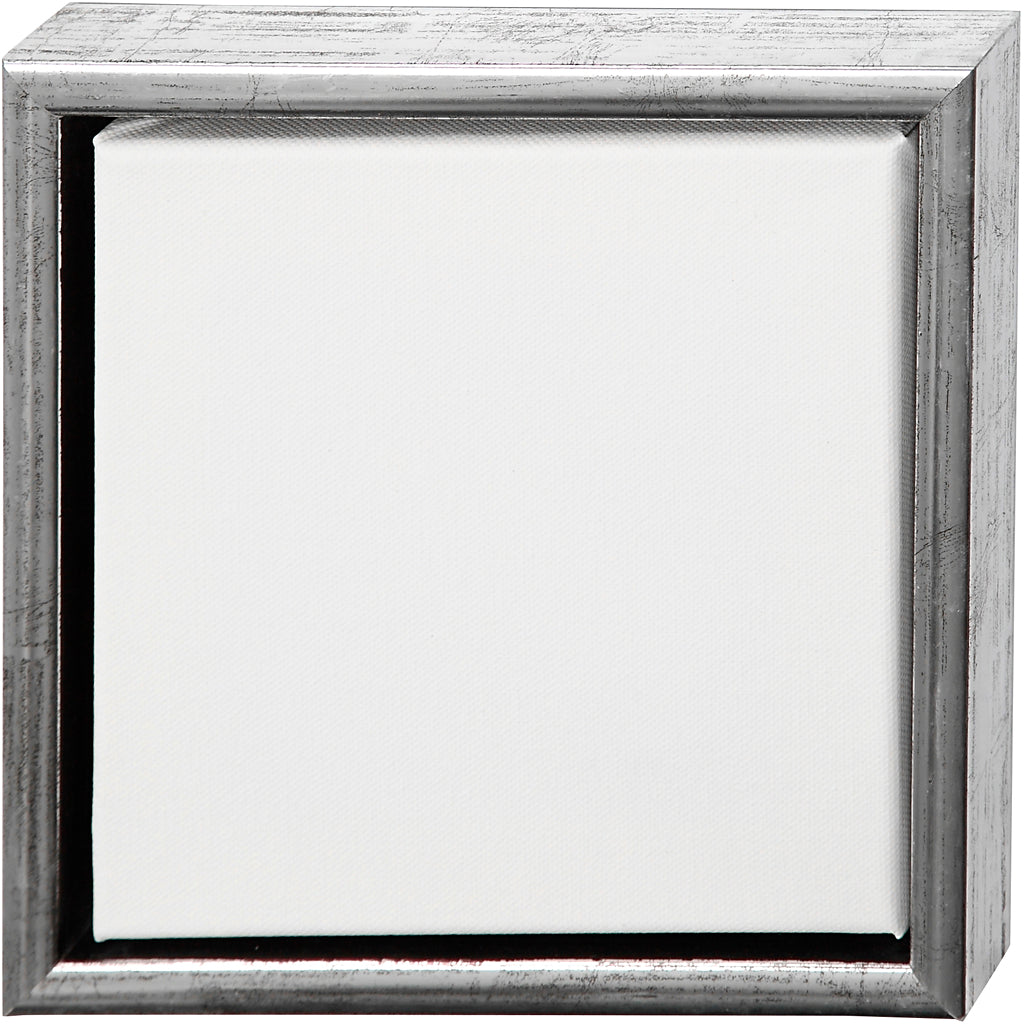 Lærreder – Malerlærred med træramme, str. 20x20 cm, 360 g, antik sølv, hvid, 1 stk.