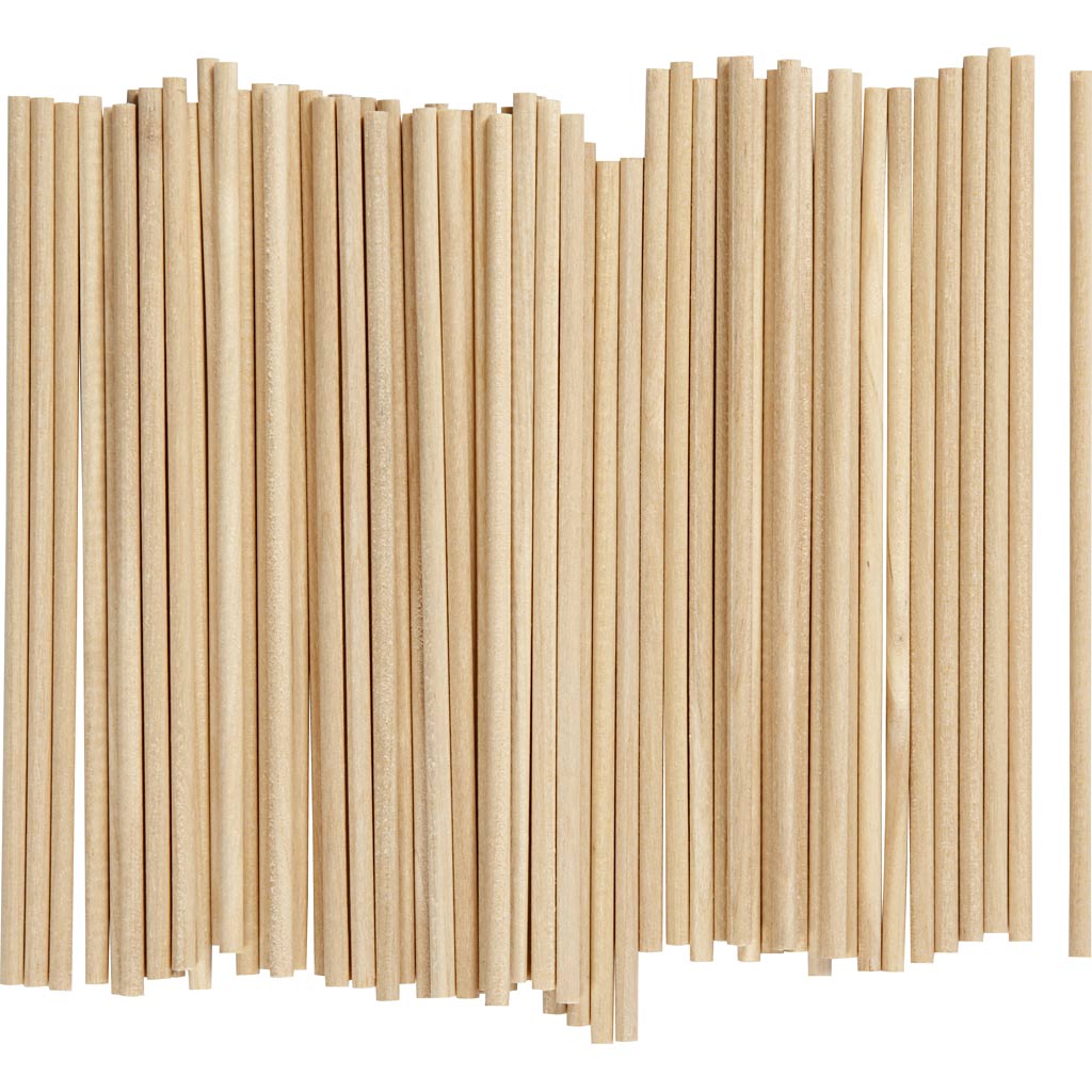 Ispinde og konstruktion – Rundstok, L: 15 cm, diam. 4 mm, 100 stk./ 1 pk.