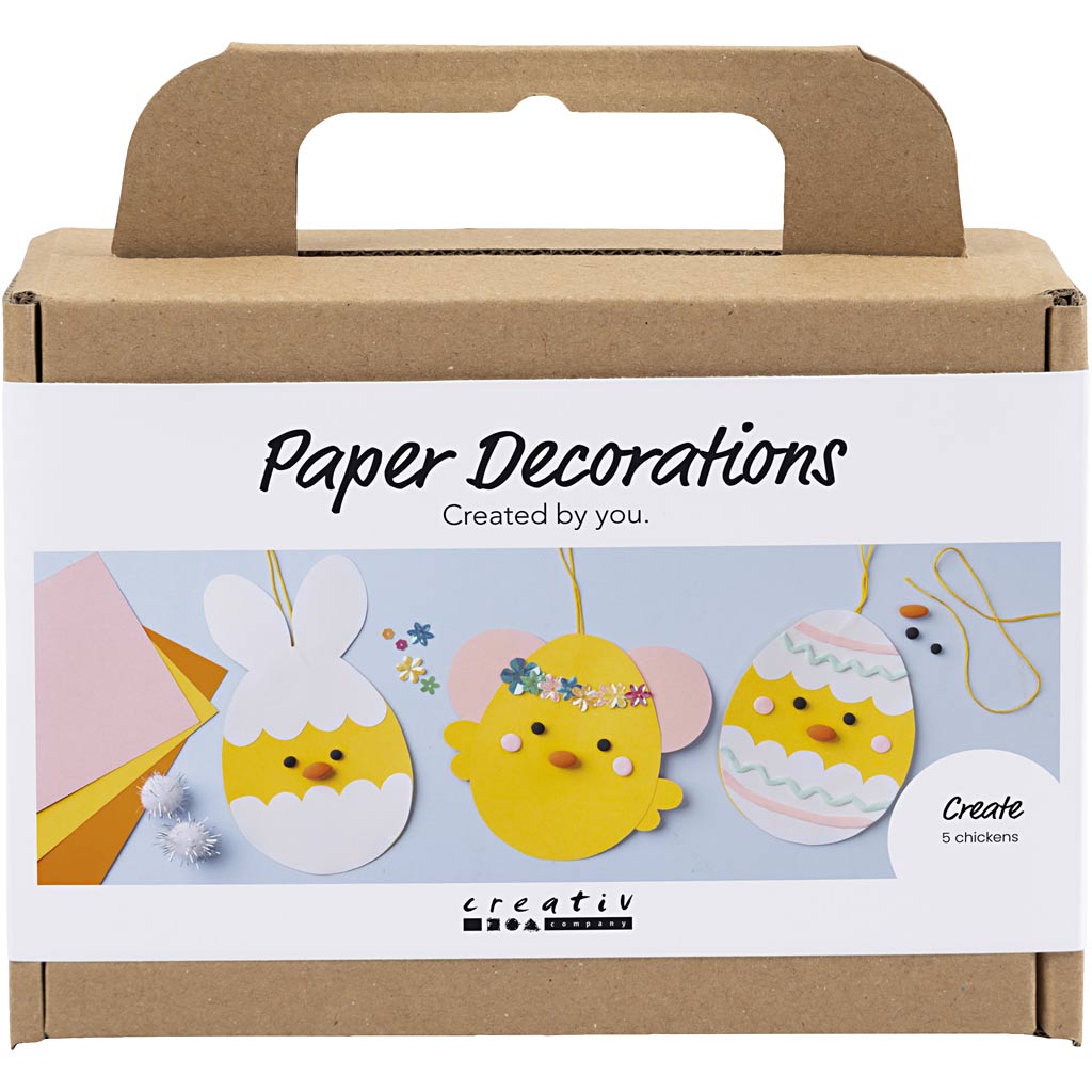 Mini DIY Kit Papirpynt, karton med pynt, 1 sæt