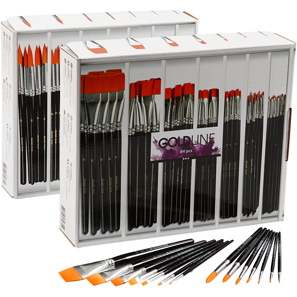Nylonpensler, runde + flade, nr. 1-22, B: 1-7 mm, 168 stk./ 1 pk.