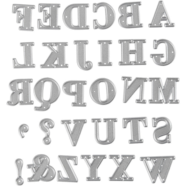 Skæreskabelon, alfabet, str. 2x1,5-2,5 cm, 1 stk.