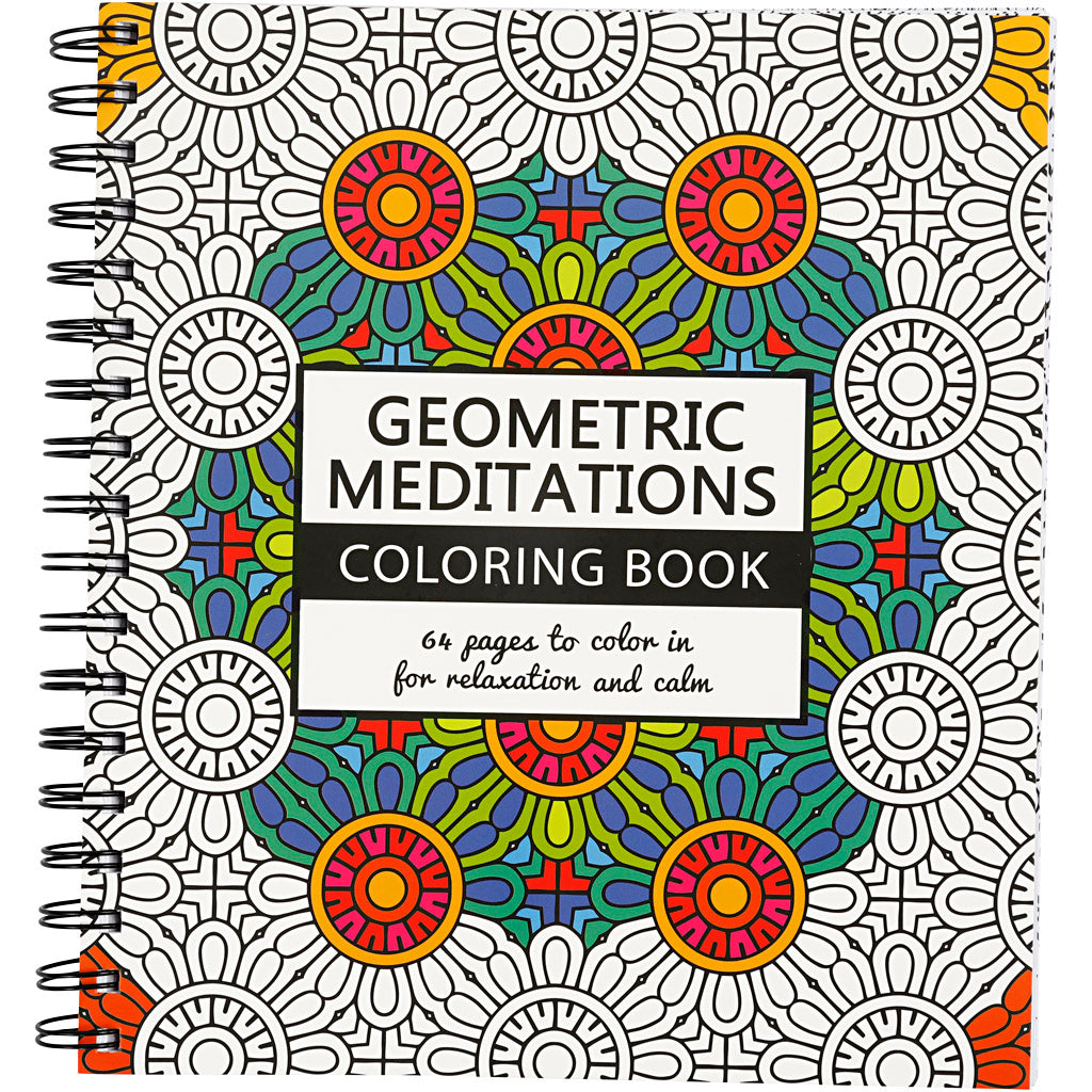 Mindfulness malebog, geometrisk, str. 19,5x23 cm, Antal sider 64, 1 stk.
