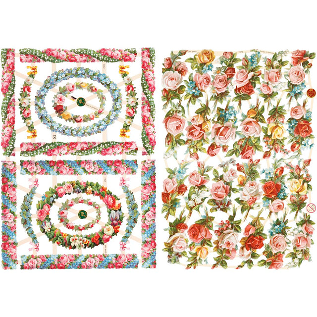 Glansbilleder, småblomster, ark 16,5x23,5 cm, 2 ark/ 1 pk.