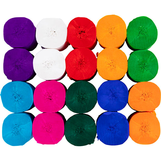 Crepepapir Ruller, L: 20 m, B: 5 cm, 22 g, ass. farver, 20 rl./ 1 pk.