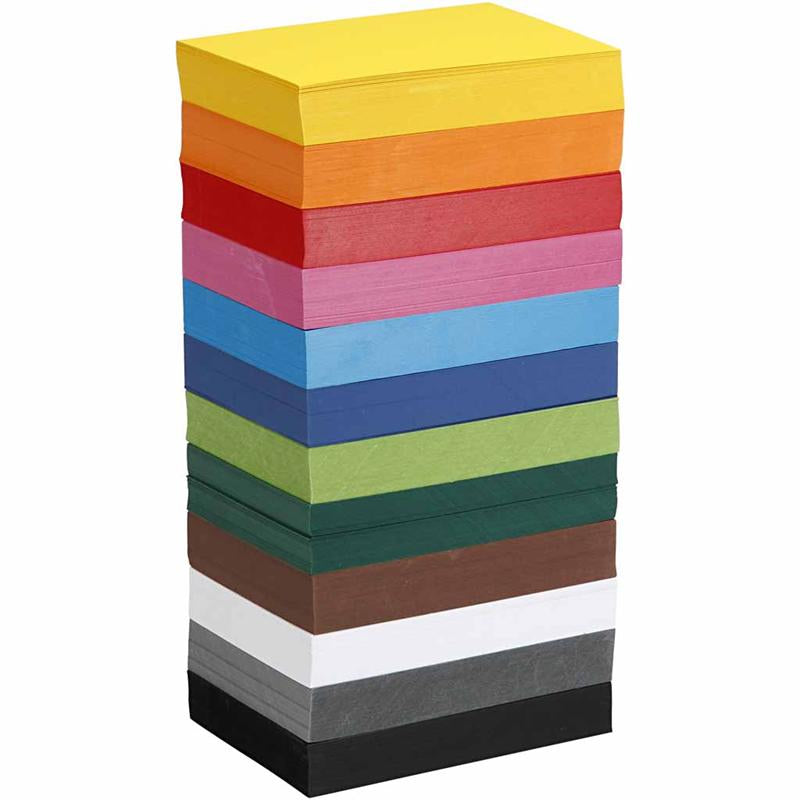 Kulørt karton, A6, ark 105x148 mm, 180 g, ass. farver, 12x100 ark/ 1 pk.