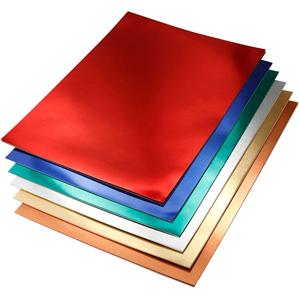 Metalkarton, A4, ark 210x297 mm, 280 g, ass. farver, 30 ass. ark/ 1 pk.