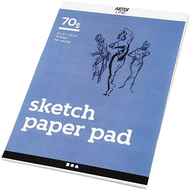 Skitseblok, A4, ark 210x297 mm, 70 g, hvid, 70 ark/ 1 pk.
