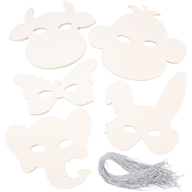 Dyremasker, H: 13-24 cm, B: 20-28 cm, 230 g, hvid, 100 stk./ 1 pk.