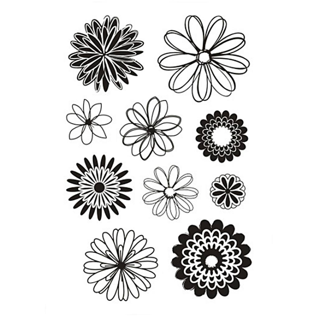 Silikonestempler, blomster, ark 11x15,5 cm, 1 ark