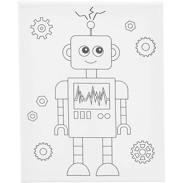 Malerlærred med print, Robot, D: 1,6 cm, str. 24x30 cm, 360 g, 1 stk.