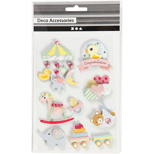 3D Stickers, baby, H: 25-70 mm, B: 20-55 mm, tykkelse 7 mm, 8 stk./ 1 pk.