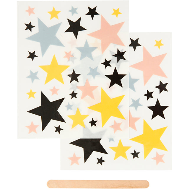 Rub on Stickers, stjerner, ark 12,2x15,3 cm, 1 pk.