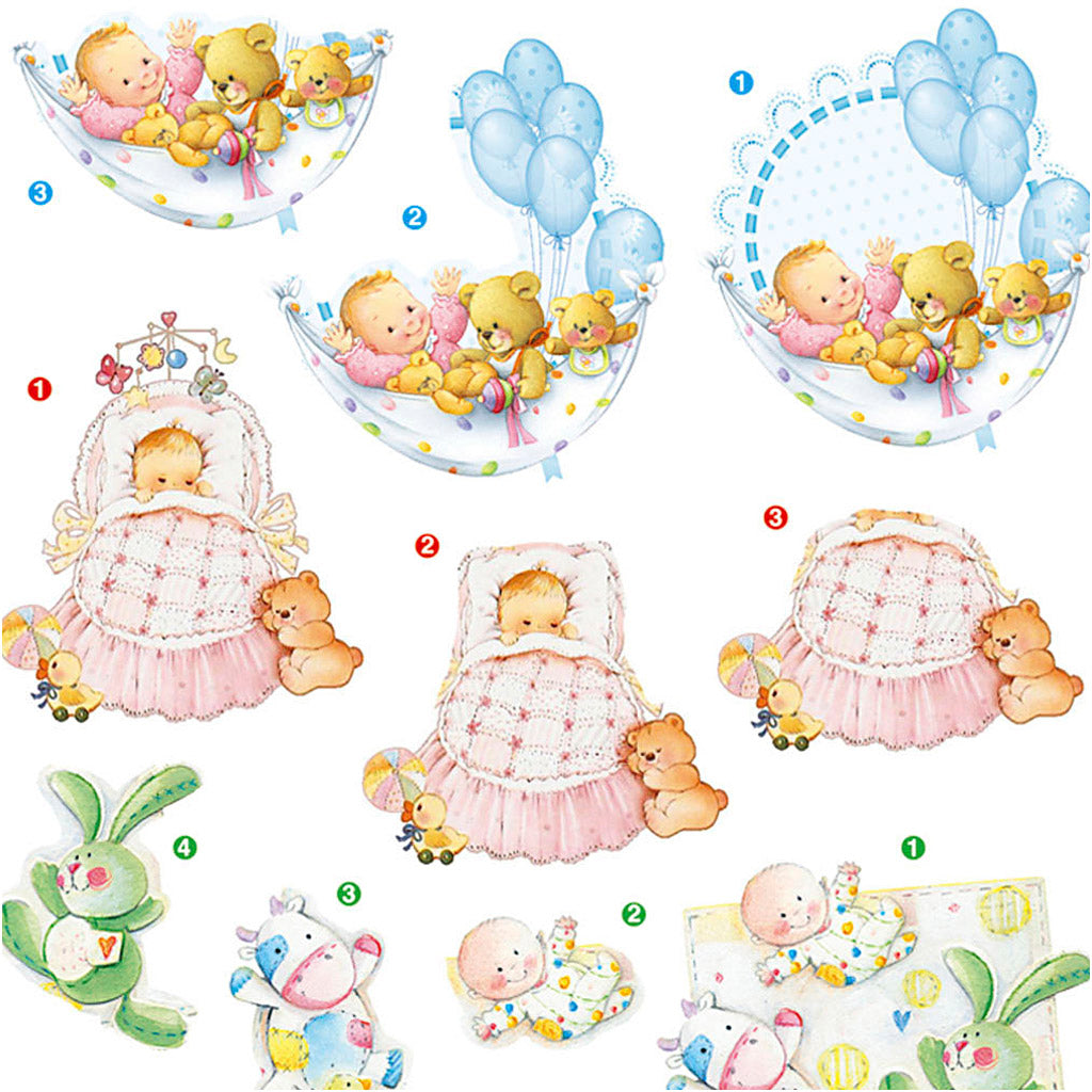 3D Motiver, baby, ark 21x30 cm, 4 ark/ 1 pk.