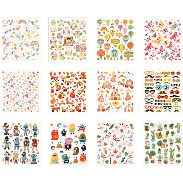 Stickershæfte, helårs, ark 15x16,5 cm, 12 ark/ 1 stk.