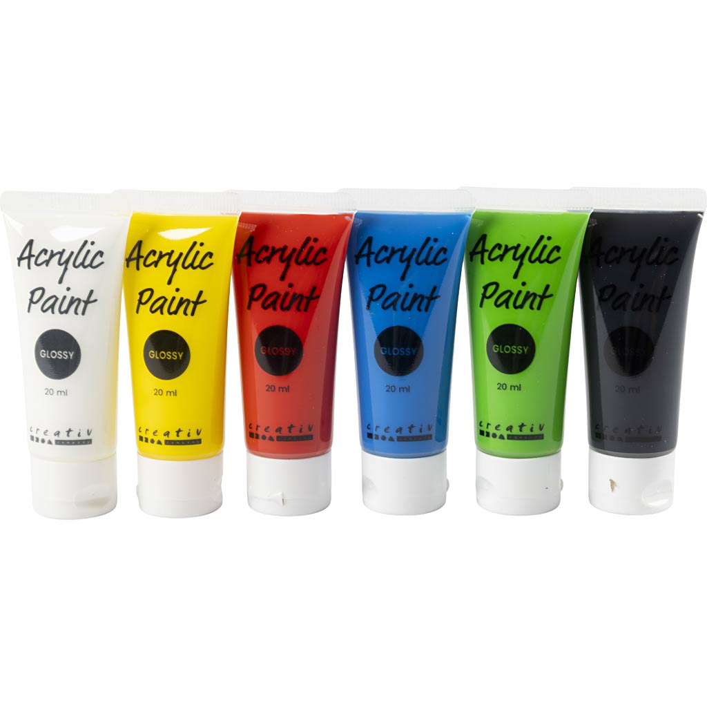 Akrylmaling Blank, standardfarver, 6x20 ml/ 1 pk.