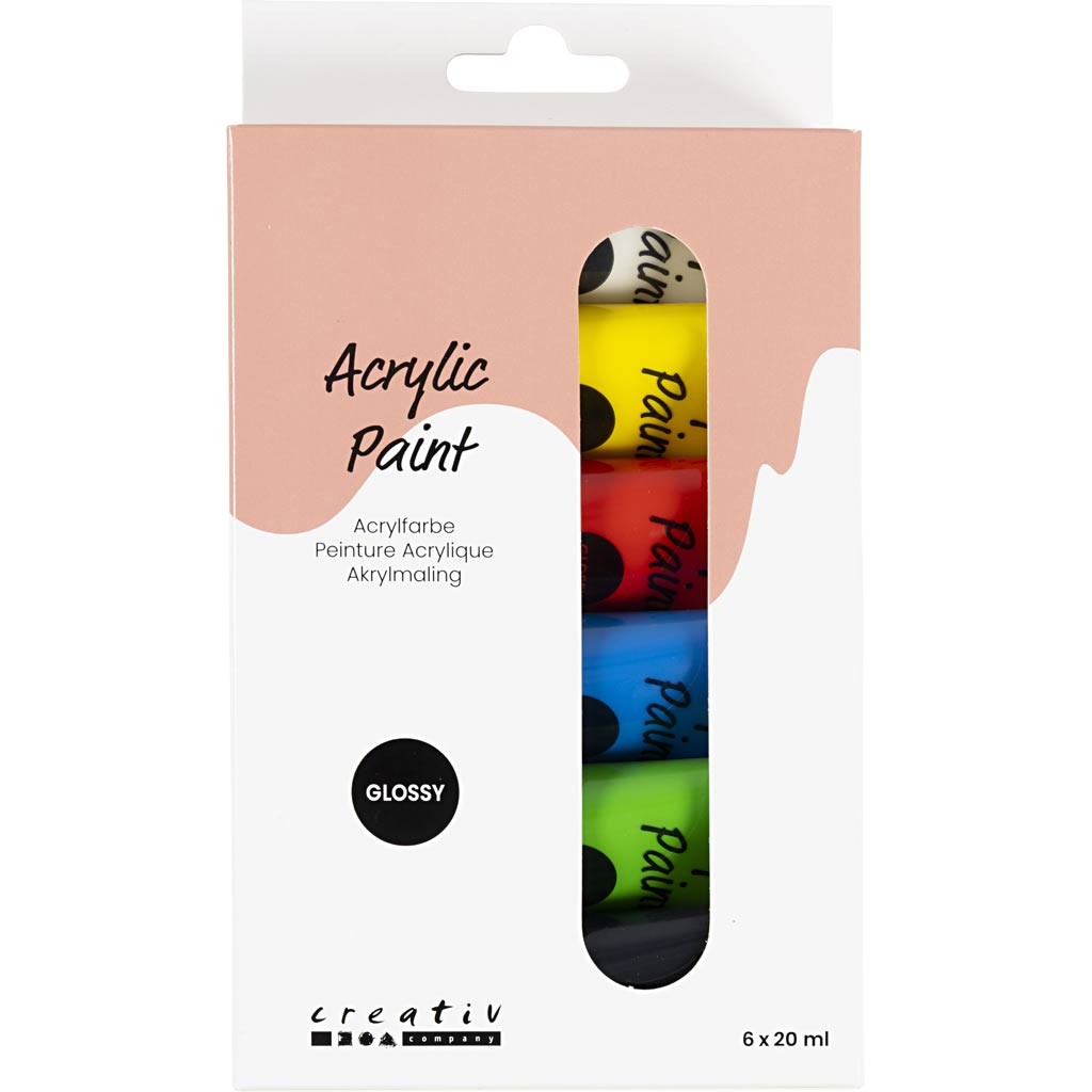 Akrylmaling Blank, standardfarver, 6x20 ml/ 1 pk.