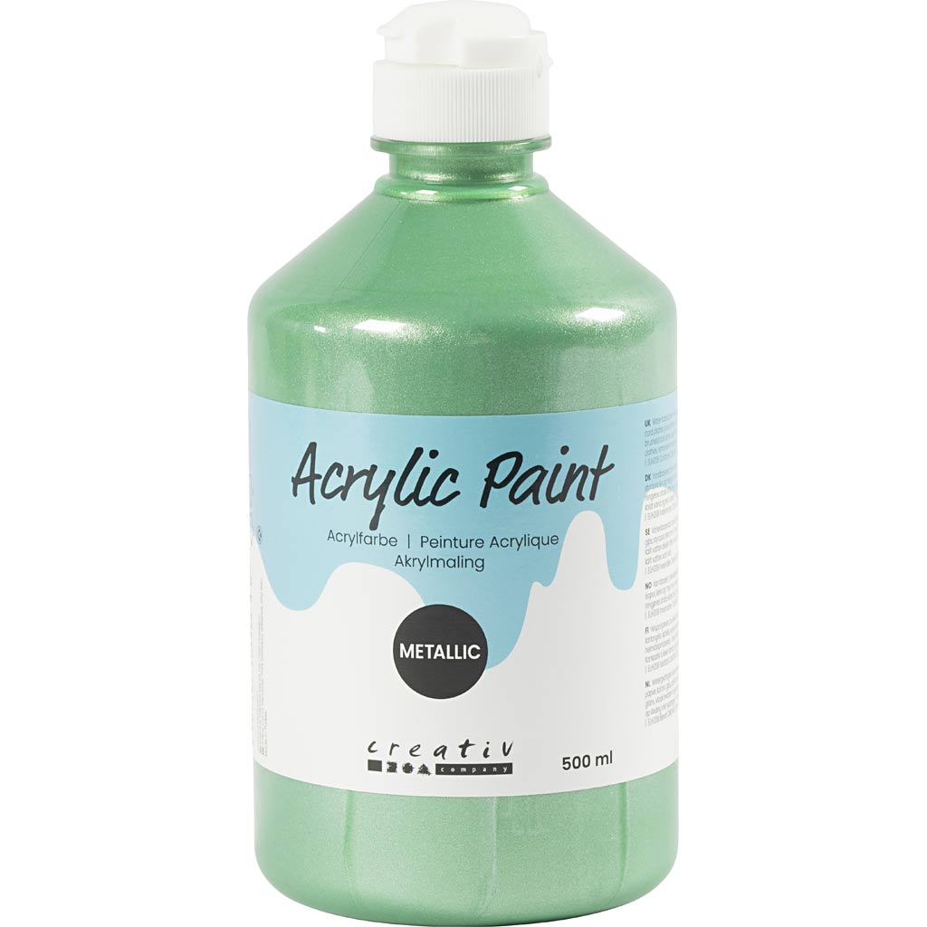 Akrylmaling Metallic, lys grøn, 500 ml/ 1 fl.