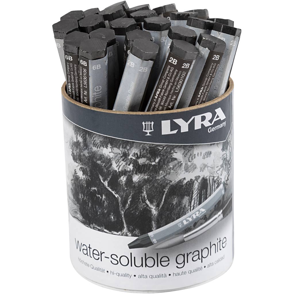Lyra Grafit Akvarelstifter, L: 6,5 cm, 2B,6B,9B, 24 stk./ 1 pk.