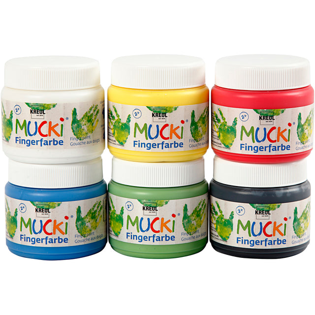 Mucki Fingermaling, ass. farver, 6x150 ml/ 1 pk.