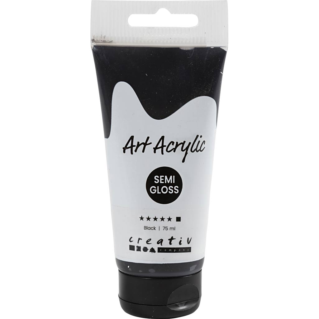 Art Akrylmaling, halvblank, dækkende, sort, 75 ml/ 1 fl.