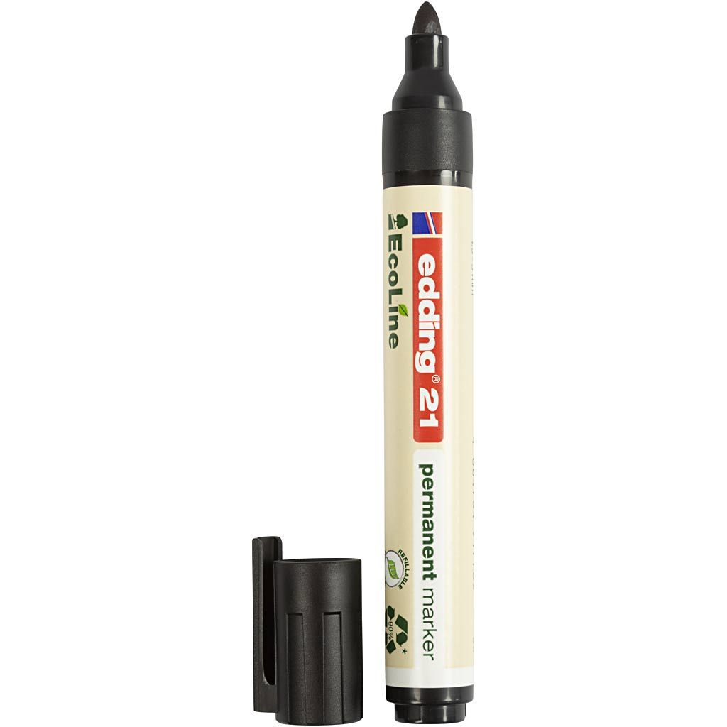 Edding EcoLine marker, nr. 21, streg 1,5-3 mm, sort, 1 stk.