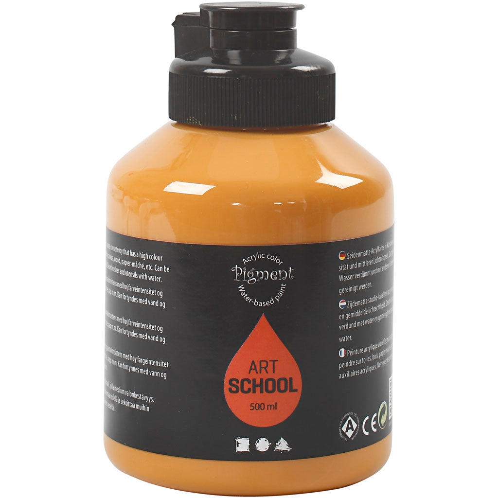 Art Akrylmaling, halvblank, dækkende, okker, 500 ml/ 1 fl.