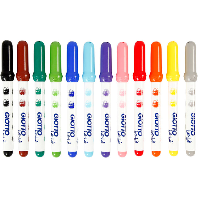 Tusch, diam. 5 mm, streg 1-3 mm, ass. farver, 12 stk./ 1 pk.