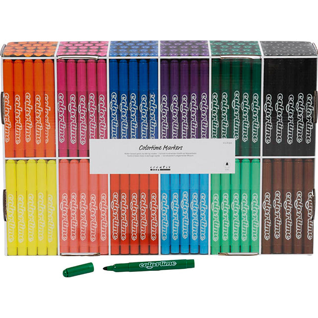 Colortime Tusch, streg 5 mm, standardfarver, 12x24 stk., 288 stk./ 1 pk.