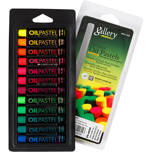 Gallery Oliepastel, L: 7 cm, tykkelse 11 mm, neonfarver, 12 stk./ 1 pk.