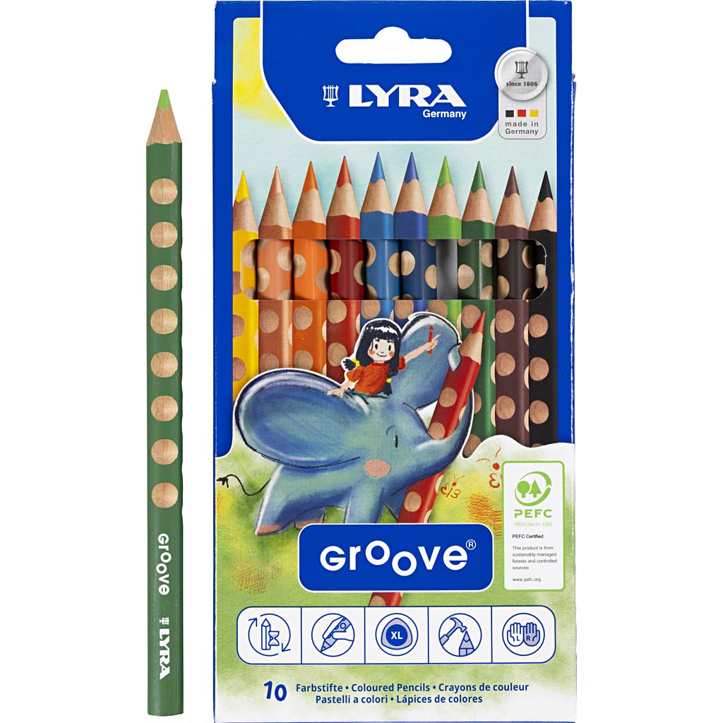 Groove Farveblyant, L: 18 cm, mine 4,25 mm, ass. farver, 10 stk./ 1 pk.