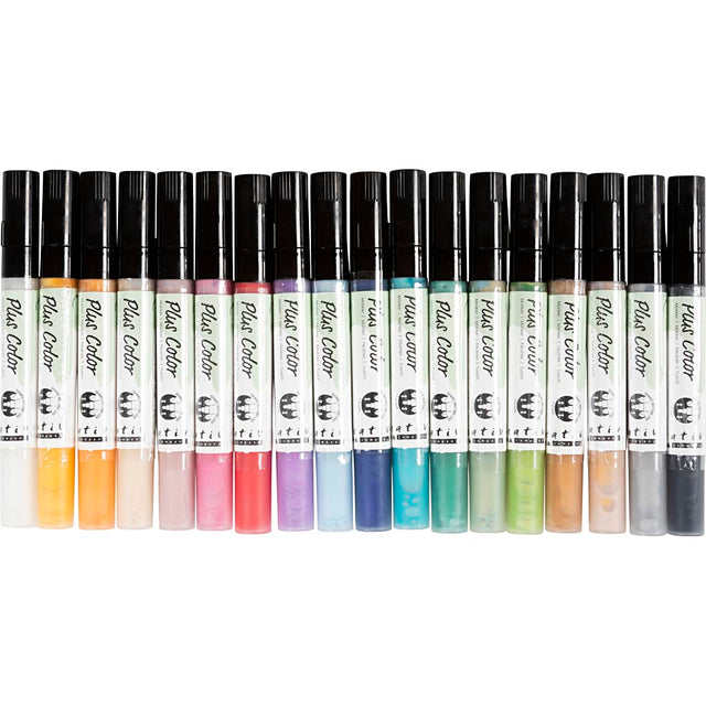 Plus Color Tusch, L: 14,5 cm, streg 1-2 mm, ass. farver, 5,5 ml, 18 stk./ 1 pk.