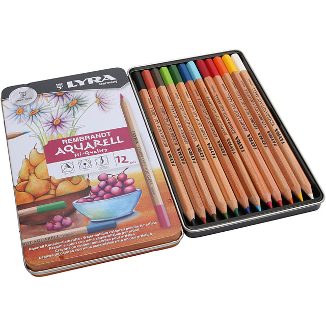 Lyra Rembrandt akvarel farveblyanter, ass. farver, 12 stk./ 1 pk.