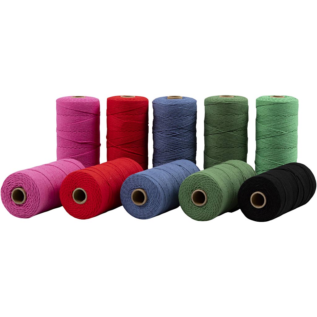 Knyttegarn, L: 315 m, tykkelse 1 mm, Tynd kvalitet 12/12, stærke farver, 10x220 g/ 1 pk.