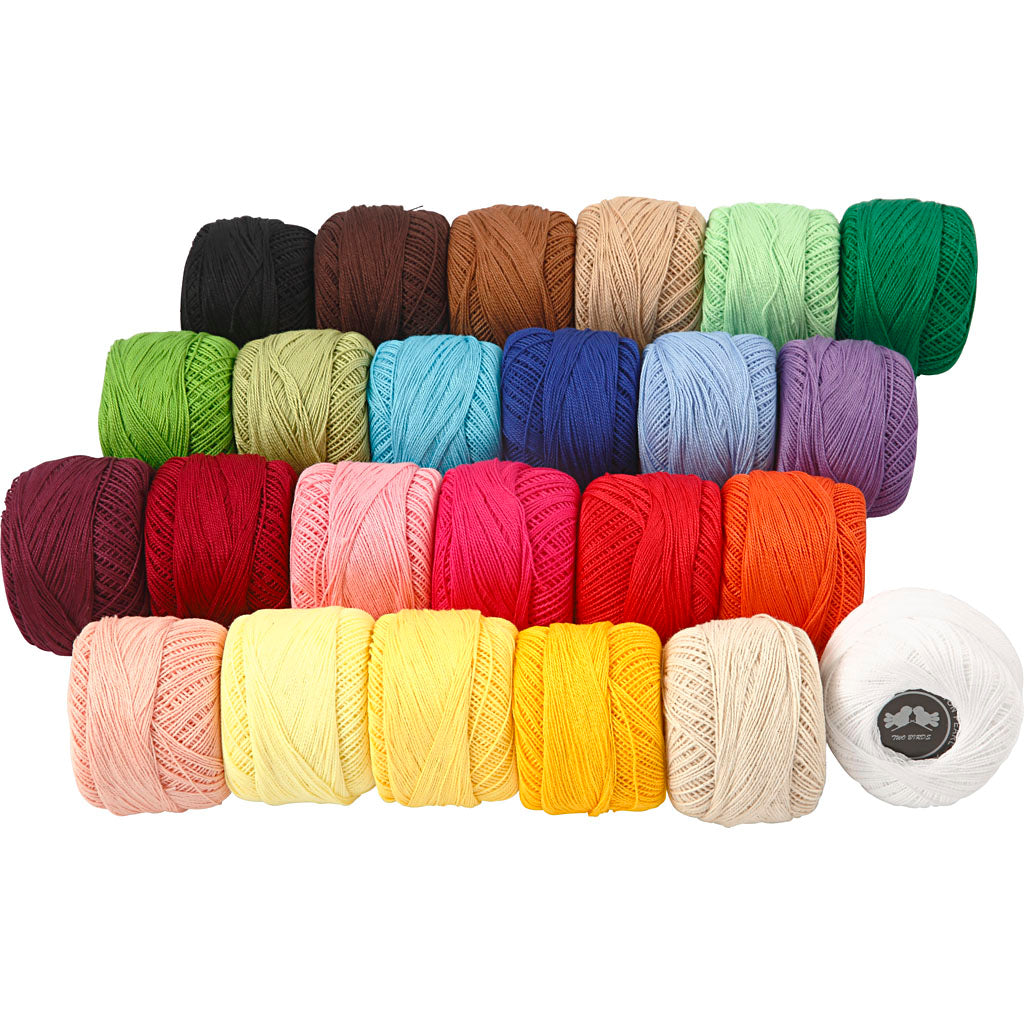 Merceriseret Bomuldsgarn, ass. farver, 24x20 g/ 1 pk.