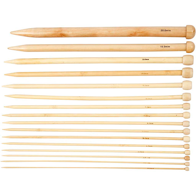 Strikkepinde, L: 35 cm, str. 2,5-20 mm, 16 par/ 1 pk.