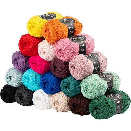 Bomuldsgarn, nr. 8/4, L: 170 m, Indhold kan variere, ass. farver, 20x50 g/ 1 pk.