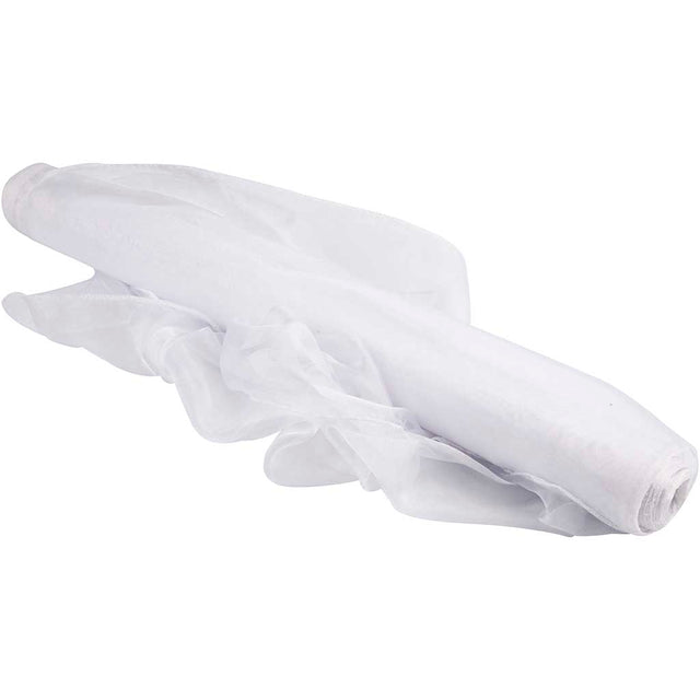 Organza stof, B: 50 cm, hvid, 10 m/ 1 rl.