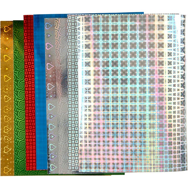 Holografipapir, A4, ark 210x297 mm, 120 g, 8 ass. ark/ 1 pk.