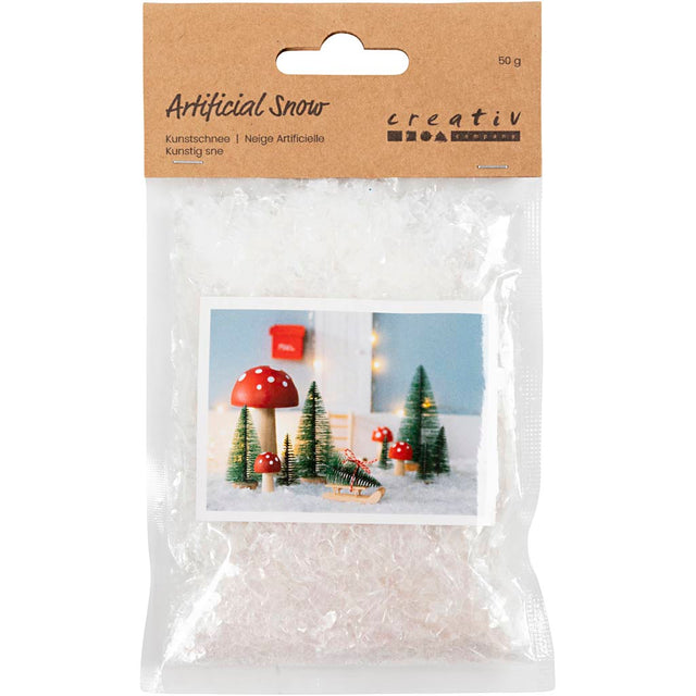 Kunstig sne, hvid glitter, 50 g/ 1 ps.