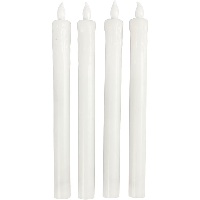 LED Stearinlys, H: 24,5 cm, diam. 20 mm, 4 stk./ 1 pk.