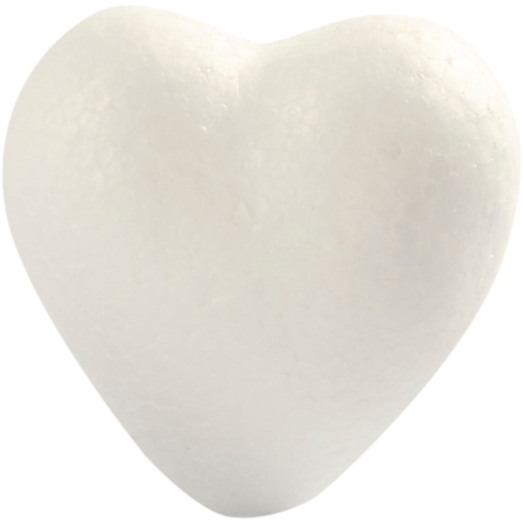 Hjerte, H: 6 cm, D: 3 cm, B: 6 cm, hvid, 5 stk./ 1 pk.