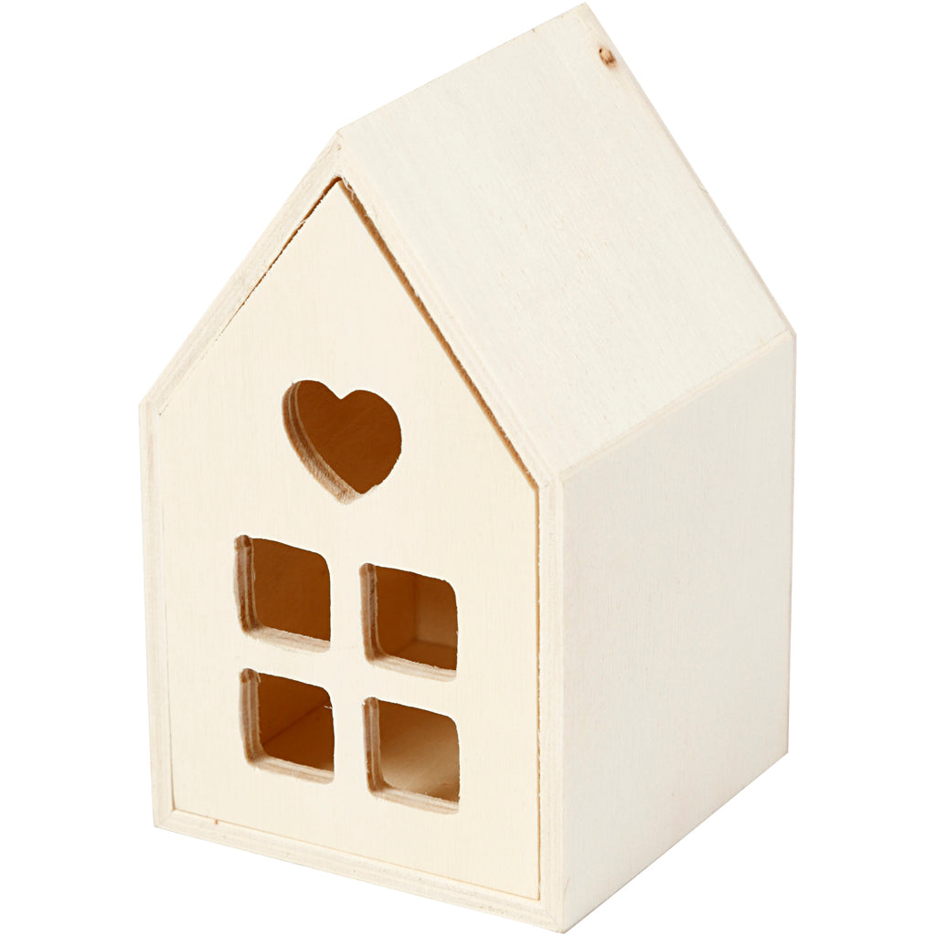 Hus med skuffe, H: 10,8 cm, D: 6,8 cm, B: 6,8 cm, 1 stk.