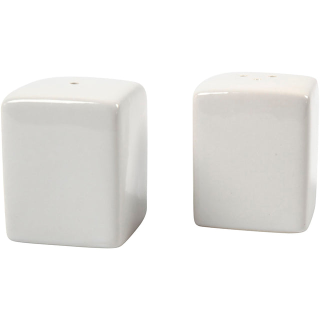 Salt- og pebersæt, H: 6 cm, str. 5x5 cm, blank, hvid, 6 sæt/ 1 pk.