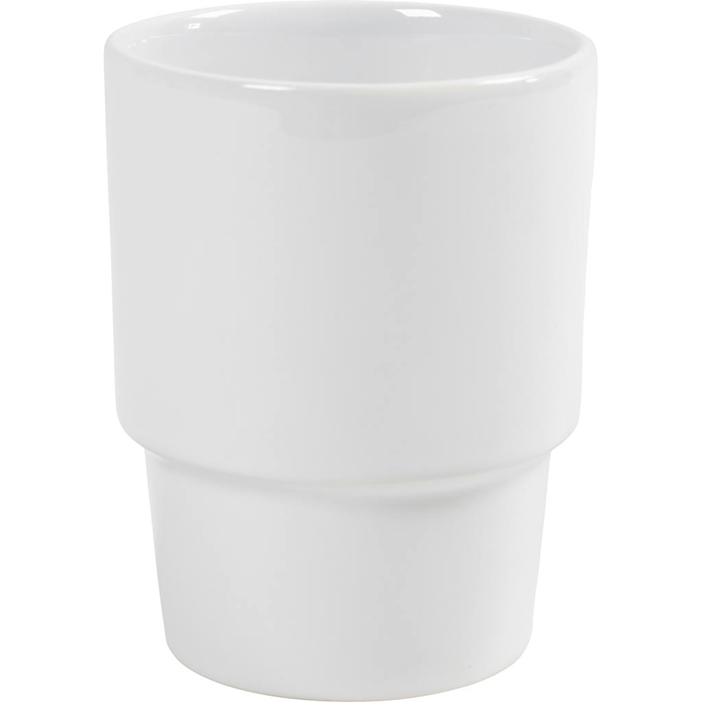Krus, H: 10 cm, diam. 8,5 cm, hvid, 1 stk.