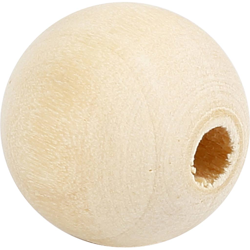 Træperle, diam. 15 mm, hulstr. 3 mm, 20 stk./ 1 pk.