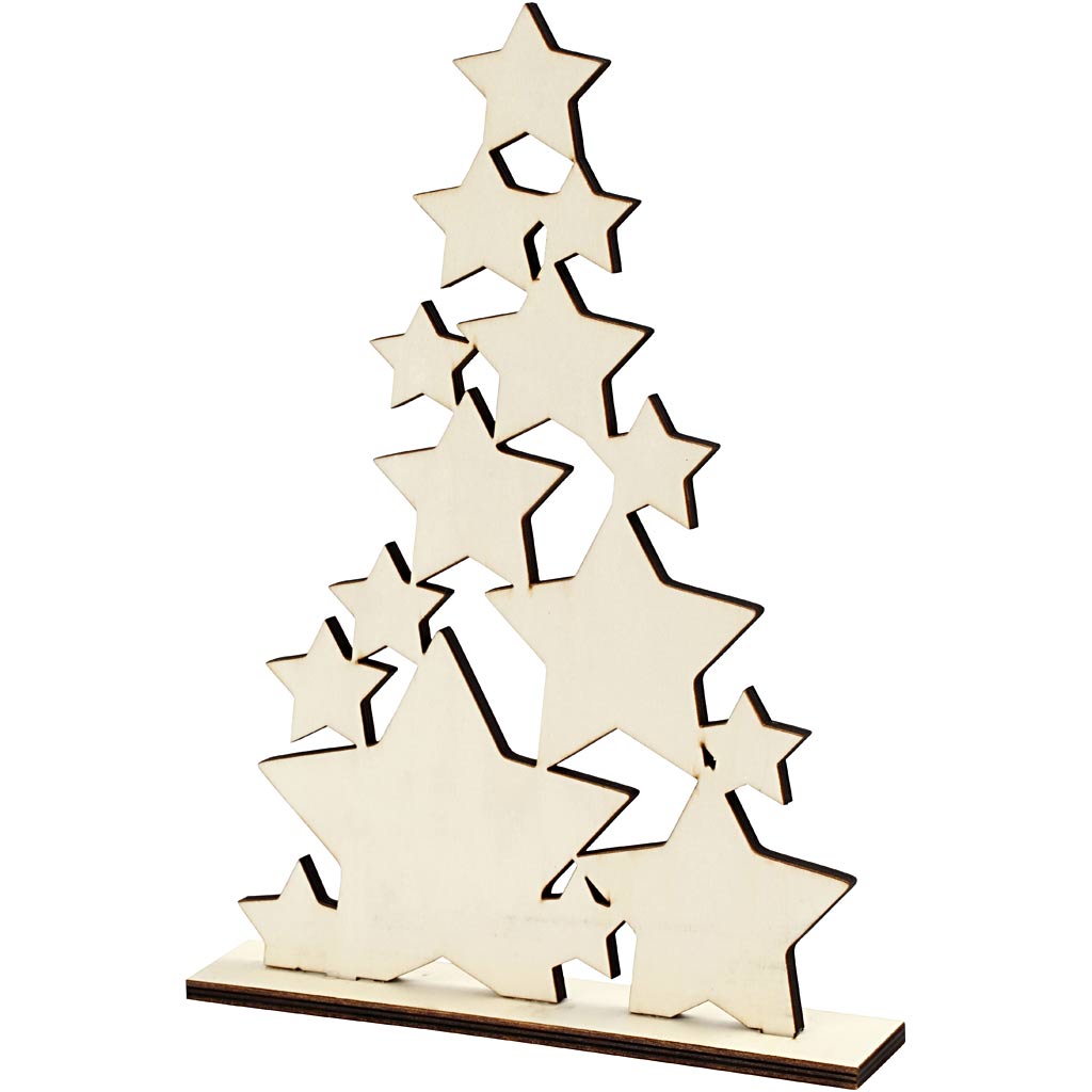 Juletræ, H: 29,8 cm, D: 4 cm, B: 21,5 cm, 1 stk.