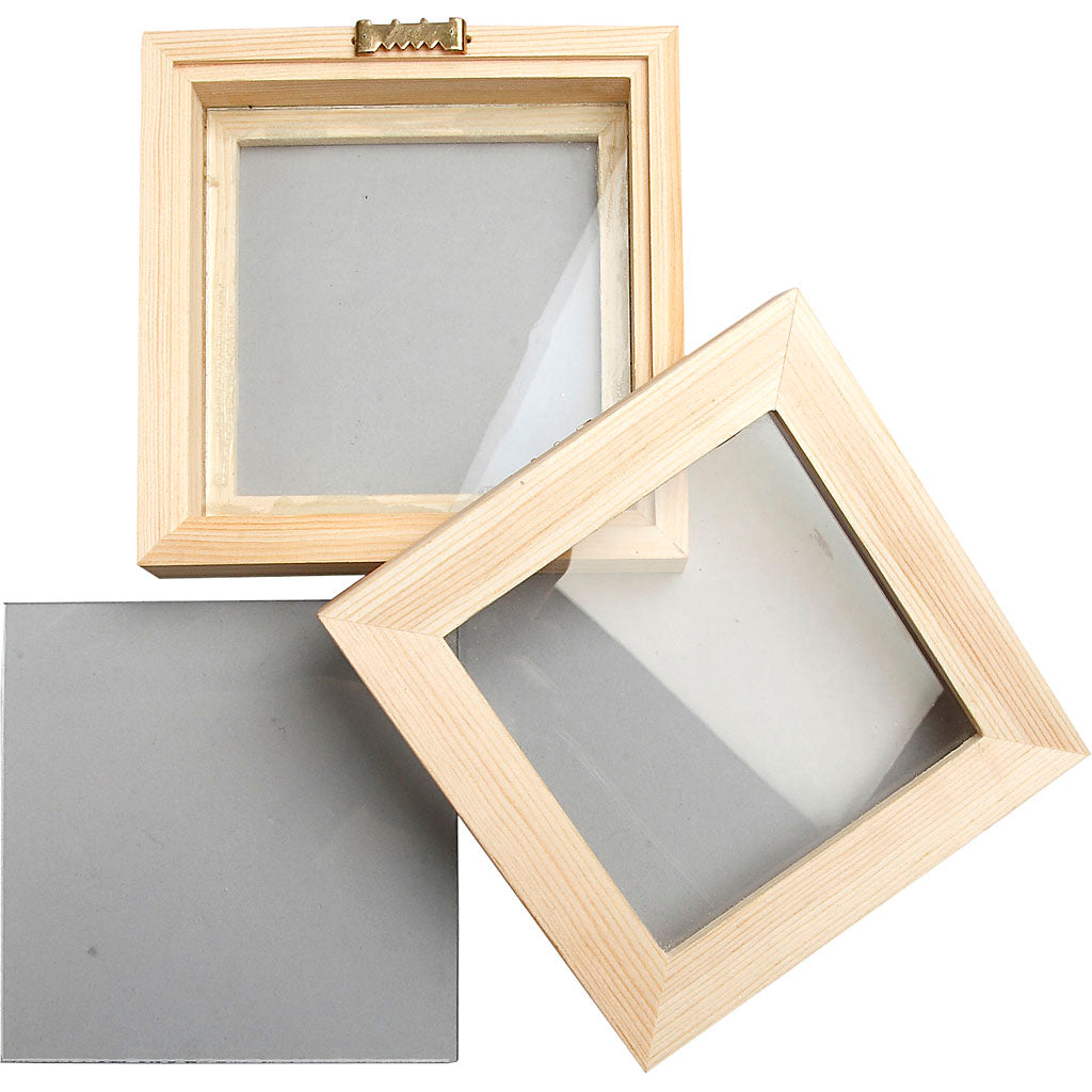 3D ramme med glas, D: 2,5 cm, str. 12,3x12,3 cm, 1 stk.